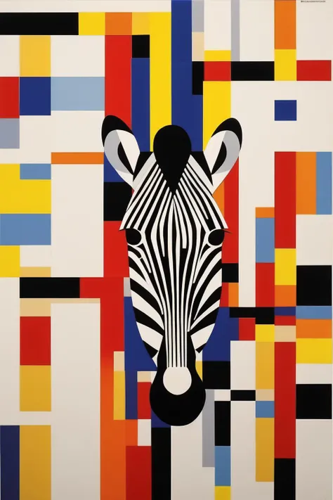 <lora:Yaacov Agam Style:1>Yaacov Agam Style - A zebra in the style of Piet Mondrian