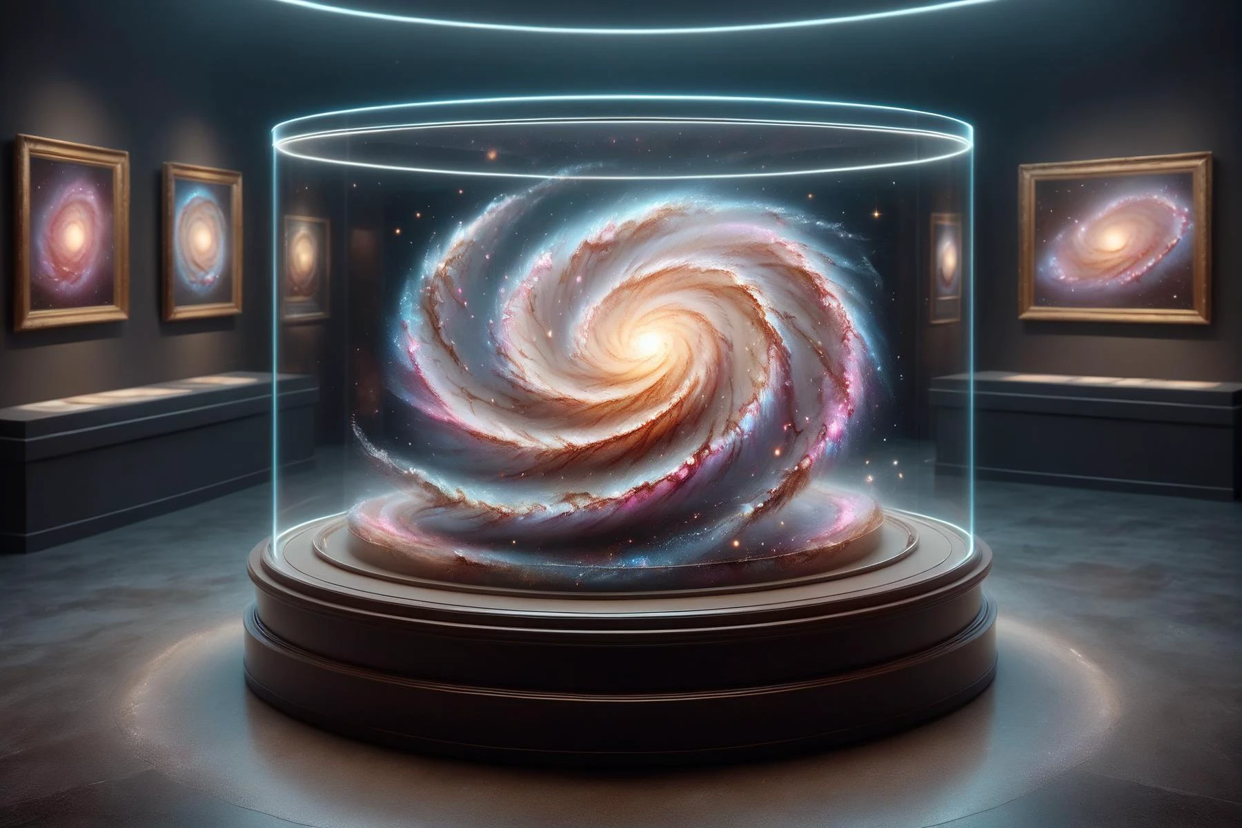small colorful mad-spiral-galaxy in display case, museum in the background<lora:DisplayCaseXL:0.7> <lora:Spiral_Galaxies_SDXL:0.8> <lora:great_lighting:1> great lighting <lora:sd_xl_dpo_lora_v1:1> <lora:aesthetic:1> aesthetic, (masterpiece:1.2), best quality, (hyperdetailed, highest detailed:1.2), high resolution textures