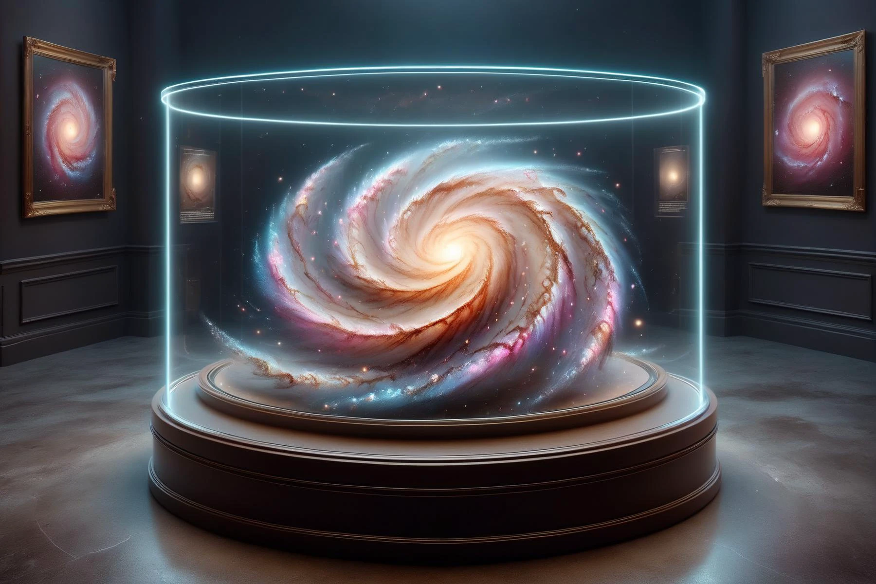 small colorful mad-spiral-galaxy in display case, museum in the background<lora:DisplayCaseXL:0.7> <lora:Spiral_Galaxies_SDXL:0.8> <lora:great_lighting:1> great lighting <lora:sd_xl_dpo_lora_v1:1> <lora:aesthetic:1> aesthetic, (masterpiece:1.2), best quality, (hyperdetailed, highest detailed:1.2), high resolution textures