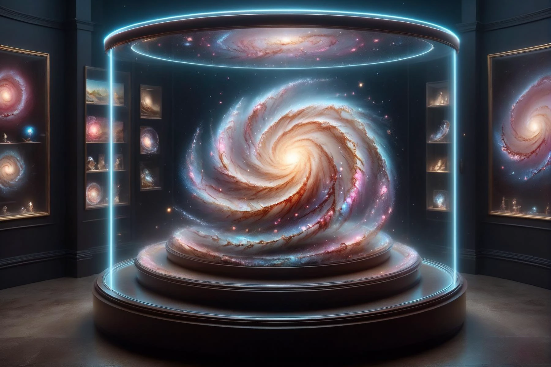 small colorful mad-spiral-galaxy in display case, museum in the background<lora:DisplayCaseXL:0.7> <lora:Spiral_Galaxies_SDXL:0.8> <lora:great_lighting:1> great lighting <lora:sd_xl_dpo_lora_v1:1> <lora:aesthetic:1> aesthetic, (masterpiece:1.2), best quality, (hyperdetailed, highest detailed:1.2), high resolution textures