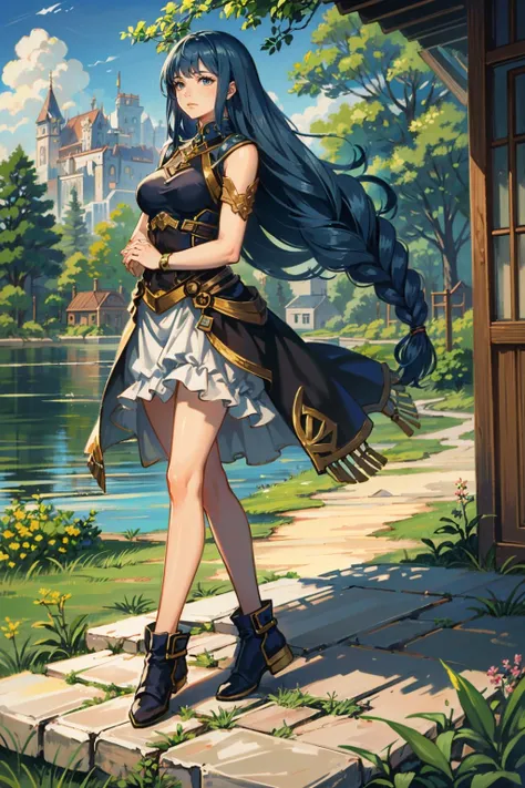 ((masterpiece, best quality))
<lora:ValkyrieProfileLenneth:0.8>
ValkyrieProfileLenneth, 1girl, solo, long hair, braid, blue hair, standing in front of a picturesque landscape, full body, with arms folded