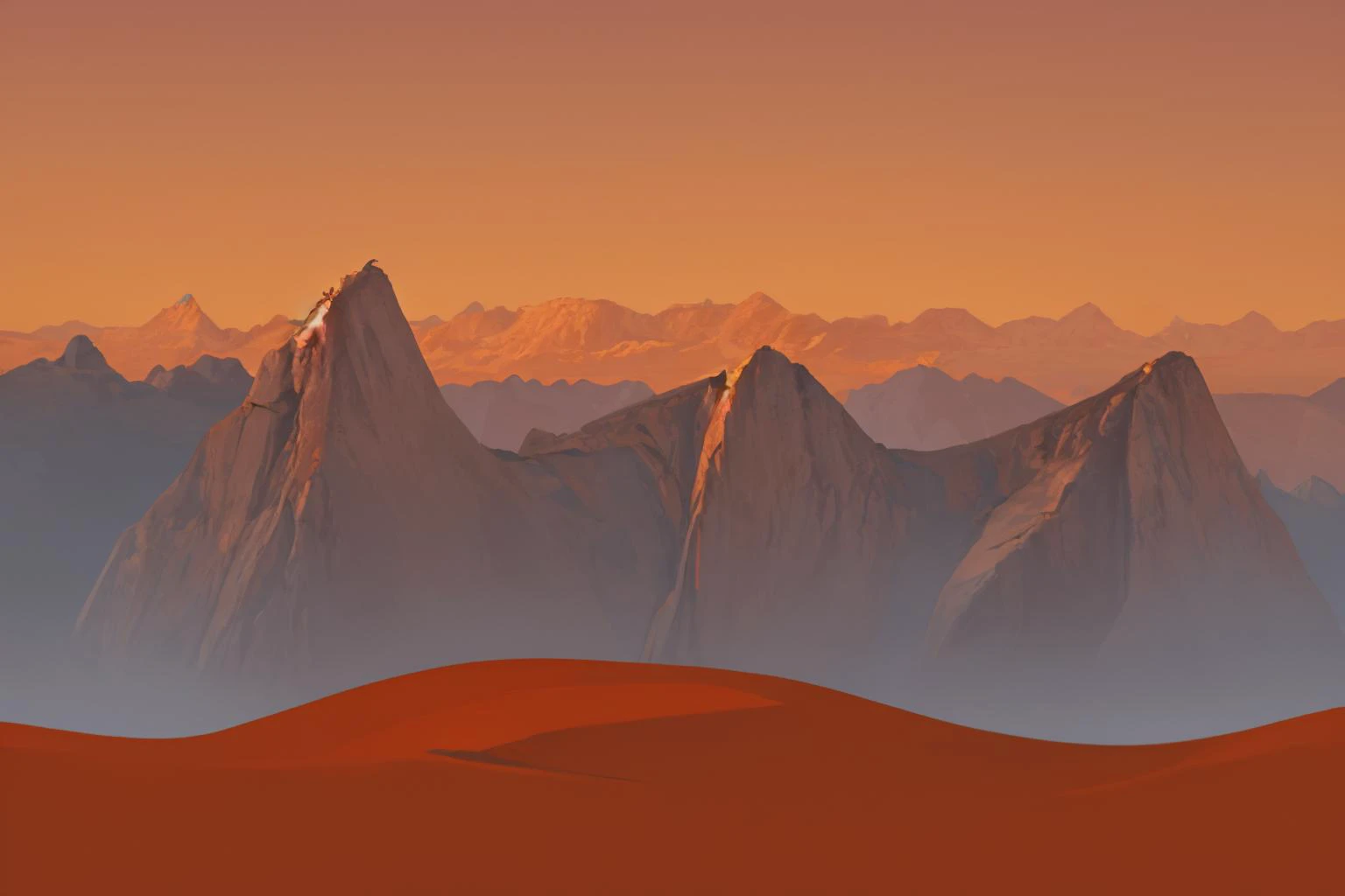 (masterpiece, best quality:1.2), terrariabackground, no humans, outdoors, scenery, mountain, orange sky, cloud <lora:background-terraria-richy-v1:1>