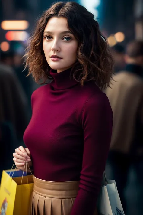 photo of carlagugino-3585:0.99, a woman with red hair, ((short hair, pixie cut)), ((pale skin)), ((cowboy shot, waist, hips, thighs):1.1), ((turtleneck sweater, heavy coat):1.2), ((cloudy, overcast, raining, outdoors, city street):1.2),((detailed face, beautiful face, detailed eyes, beautiful eyes):1.3), ((lipstick, eyeliner, eye shadow):1.2),((best quality, masterpiece, extreme details):1.2) ((detailed eyes, detailed face):1.2), ((fully clothed))