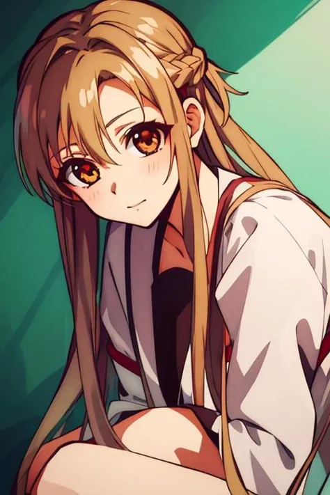 masterpiece, best quality, wallpaper, 1girl, <lora:asuna_(sao)_v1:0.65>, aaasuna, long hair, brown hair, braid, brown eyes, solo, looking at viewer, , , , realistic, , High definition, <lora:hanako-kun_style:0.86>, hanako-kun_style