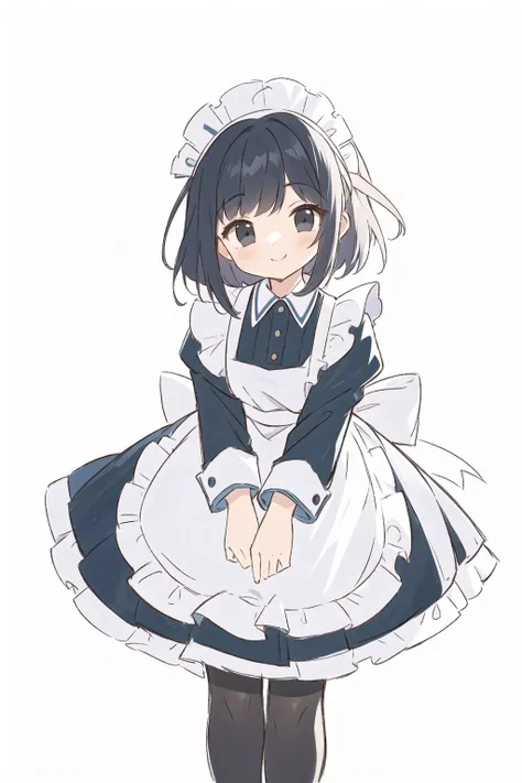 1girl, solo, maid, black hair, apron, maid headdress, maid apron, dress, black eyes, white pantyhose, frills, long sleeves, pantyhose, smile, black dress,
simple background, white background,
detailed beautiful eyes, perfect body, [nsfw:0.88]
(detailed light), (an extremely delicate and beautiful), volume light, best shadow,cinematic lighting, Depth of field, handwritten, doodle
nagi, <lora:nagi_v1:1>