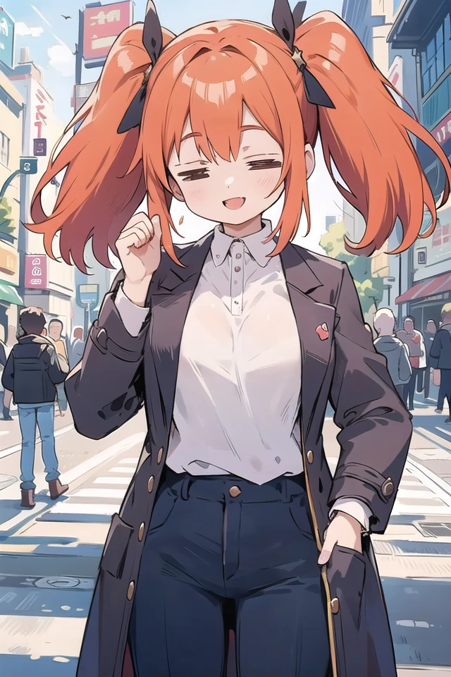 <lora:hotarueye_comic3_type2:1.5>, insanely detailed, absurdres, ultra-highres, ultra-detailed, best quality,
1girl, solo, nice hands, perfect hands,
BREAK
maxi coat, long sleeve shirt, chino pants
BREAK
happy smile, laugh, open mouth, standing,
(45 angle:-1.5), (from side:-1.5),
seductive pose, cowboy shot,
BREAK
slender, kawaii, perfect symmetrical face, ultra cute girl, ultra cute face, ultra detailed eyes, ultra detailed hair, ultra cute, ultra beautiful,
BREAK
in harajuku, shibuya, tokyo, street, crowd, cityscape,
BREAK
large breasts,
(orange medium hair, green eyes), hime cut