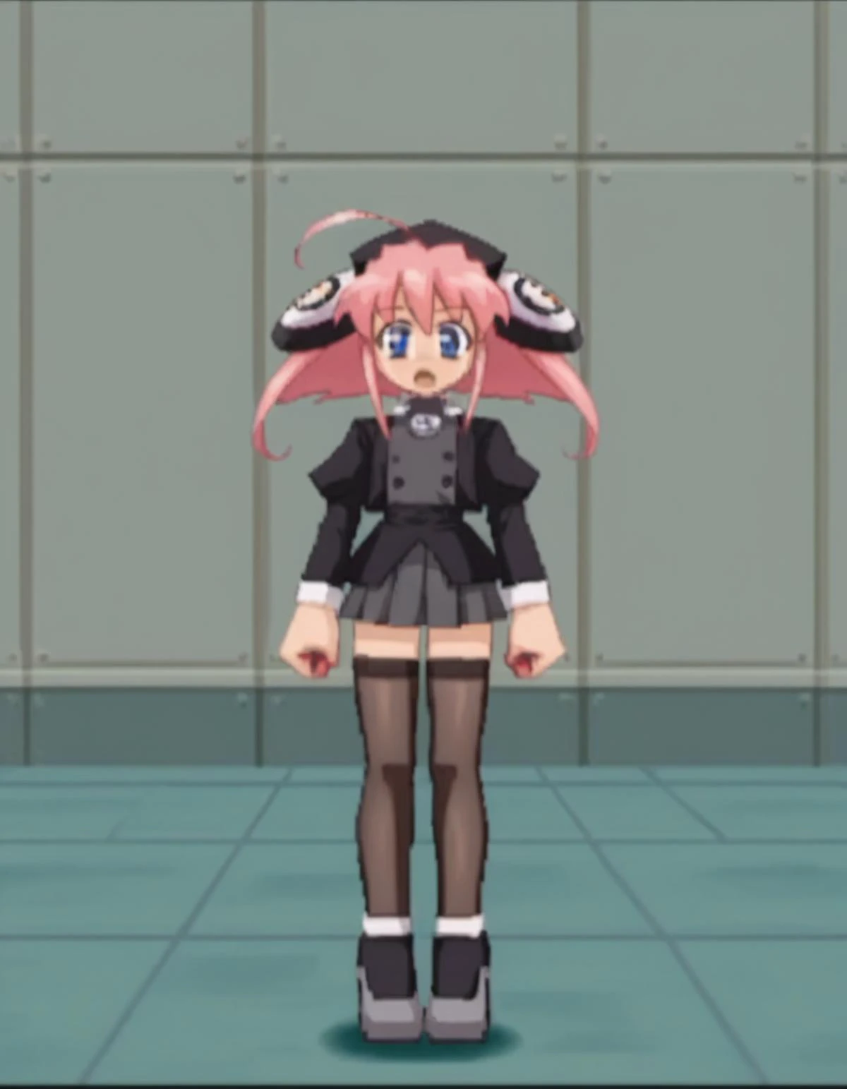 zPDXL, score_9, score_8_up, score_7_up, source_anime,
1girl, solo, <lora:Rizelmine_v2-20:0.8> rizel, ahoge, short hair, hair ornament, hairpods, pink hair, blue eyes, petite, flat chest, flight attendant wearing Professional charcoal gray uniform with a button-up blouse, pleated skirt, sheer stockings, charcoal gray heels, flight attendant hat, first aid kit, (portrait), <lora:RockLegend_v1:1> rcklgnd , open mouth