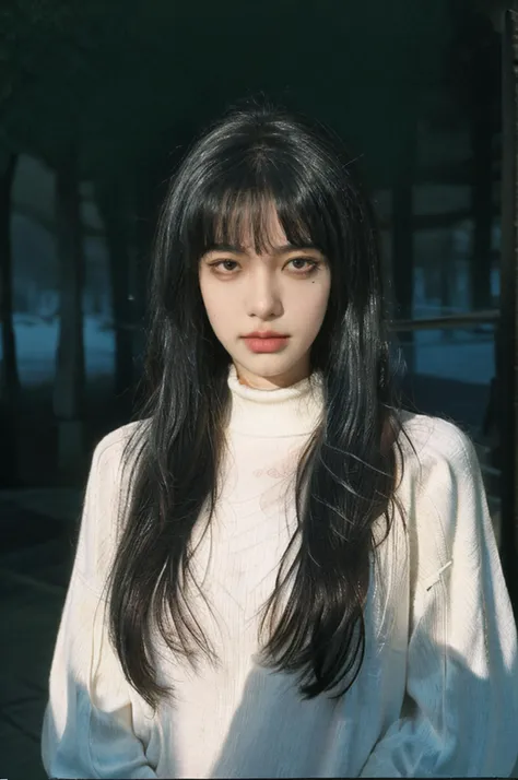 <lora:fujian:0.6>,1girl,fujian,long hair,solo,closed mouth,bangs,lips,medium breasts,Dull eyes,charming pose,upper body,close-up,looking at viewer,(turtleneck sweater:1.2) BREAK photorealistic,realistic,(masterpiece,best quality:1.2),8k,high detailed,ultra-detailed,film grain,film overlay,beautiful lighting,absurdres,RAW photo,(depth of field:1.2),<lora:FilmVelvia2:0.6>,<lora:JPfilmColor_Heavy_grain:0.3>,(polaroid:0.8),overexposure,vignetting BREAK dark,(fog:1.3),lamppost,midnight,(eerie:1.2),forest,(mist:1.3),(ominous:1.3),shadows,silence,dim light,(haunting:1.3),(desolate:1.3),(suspense:1.3),
