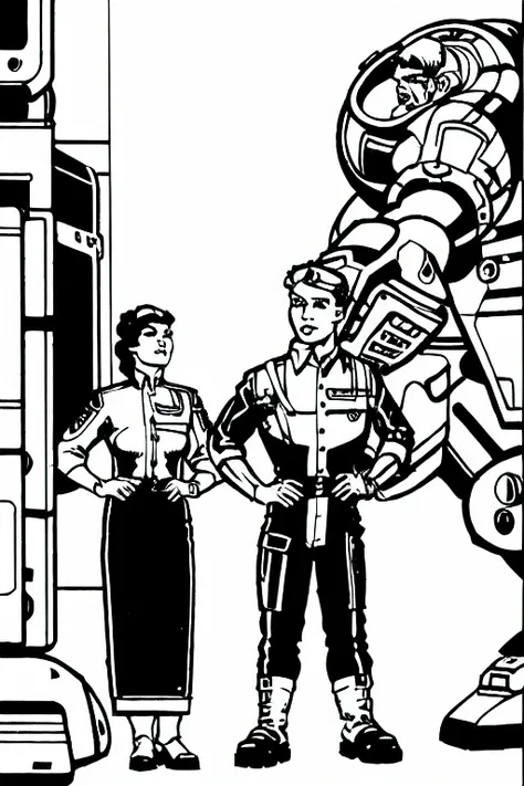 TheMechwarriorRPGArt a woman technician in uniform and mech