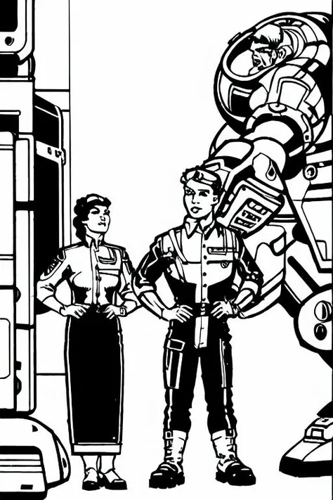TheMechwarriorRPGArt a woman technician in uniform and mech