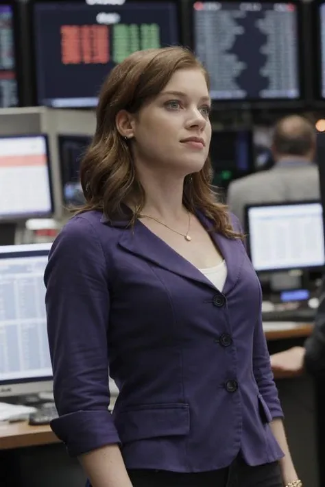 RAW photo of sks woman as a stock trader, 8k, highres, absurdres, sony a7, 50 mm, Award winning photo, <lora:locon_janelevy_v1_from_v1_64_32:1.2>