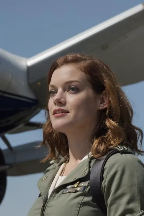 RAW photo of sks woman as a airplane pilot, uniform, 8k, highres, absurdres, sony a7, 50 mm, Award winning photo, <lora:locon_janelevy_v1_from_v1_64_32:1.2>