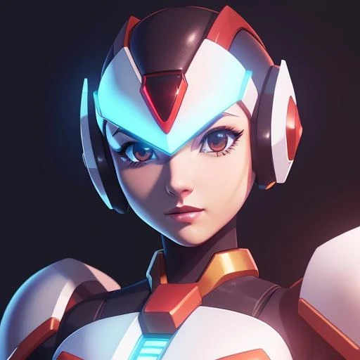 mechanical, perfect face portrait of Megaman style robot android cyborg reploid, half shot, red black and white futuristic armor, confident pose, wearing a open-face helmet, sci-fi, mechanical, half body, (masterpiece:1.3), upper body, science fiction, clean lines, bold lines, high detailed face,
intricate details, 8k, highly detailed, intense, sharp focus, 3D, 3d art, 4k, 8 k artistic photography, award-winning photograph, trending on Artstation, Beautiful, 8k resolution, insanely detailed, Intricate, Behance, Cinematic, dramatic atmosphere, cinematic lighting, digital art, dramatic angle, Dramatic light by denis villeneuve, [mix style "pixar and artgerm and dreams work"], Elegant, ethereal lighting, octane render, dynamic lighting, digital painting, extreme plus resolution, fake detail, full image, full of details, global illumination, golden ratio, golden warm light, high contrast, high detail, high res, highly detailed, hyper detailed, intricate details, Masterpiece, perfect composition, photorealistic concept art, Professional, ray tracing, rich deep colors, Saturated, sharp focus, sharp lighting, soft natural volumetric cinematic perfect light, studio photo, studio quality, Stylize, super detail, Symmetry, trending on pixiv fanbox, ultra detail, ultra detailed, unreal engine 5, volumetric lighting <lora:reploidv2_merge2:1>