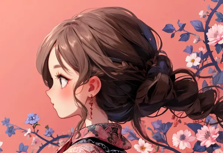 Pink background, surrounded by beautiful vines and wildflowers, left blank in the middle, wallpaper, <lora:Mix patterns:1>