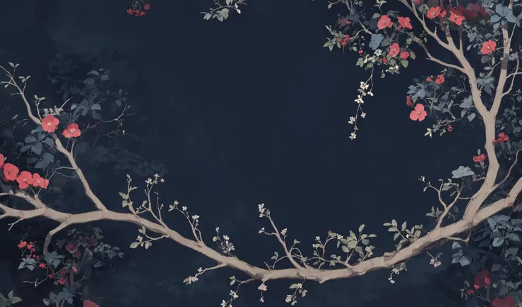 wallpaper, <lora:Mix patterns:0.2>,solo, <lora:Chinese style illustration v2:0.2>,Dark blue background, (with a tree in the middle),Simple background