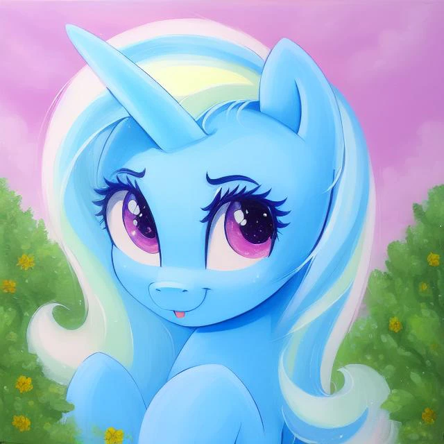 (derpibooru_p_95), pony Trixie, ((acrylic colours)), (acrylic painting), LSD, intricate detail, insoculation, pruning, [funny:3, ]dribbble, Ornate, masterpiece