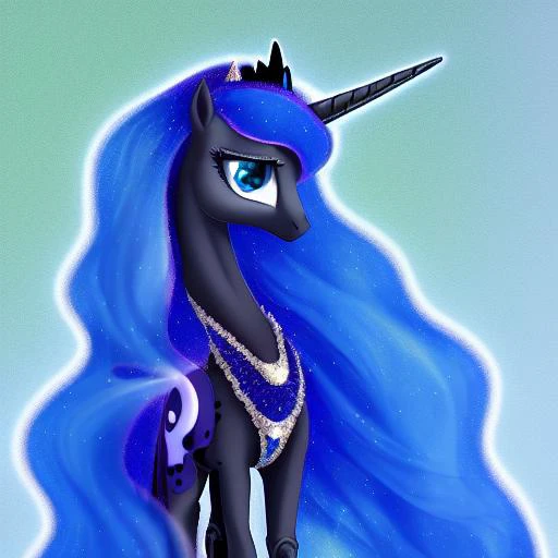 princess luna, equine, pony, long dress, show style, hooves, detailed clothing, jewelry, elegant, detailed eyes, beautiful, 4 legs, beading, portrait