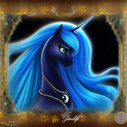princess luna, equine, pony, long dress, show style, hooves, detailed clothing, jewelry, elegant, detailed eyes, beautiful, 4 legs, beading, portrait