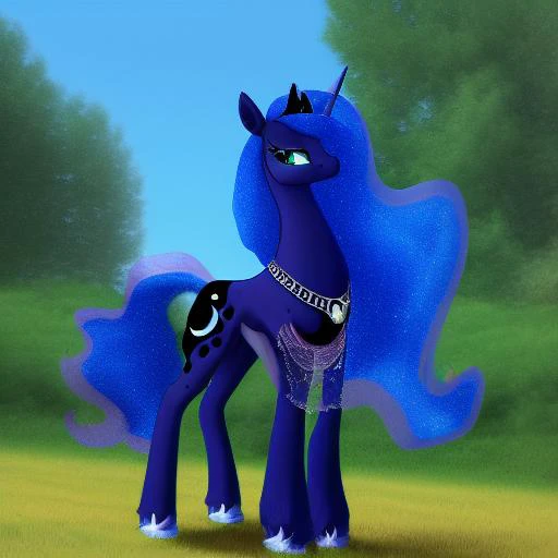 princess luna, anthro equine, equine, pony, long dress, show style, hooves, beautiful, detailed clothing, jewelry, elegant, mature,detailed eyes,beautiful, tiara, 4 legs, intricate gauze, beading, portrait