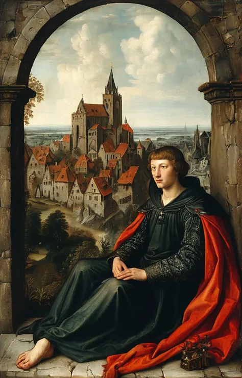 masterpiece,best quality,<lora:tbh185-sdxl:0.8>,illustration,style of ambrosius benson, Nazgul over sleeping town