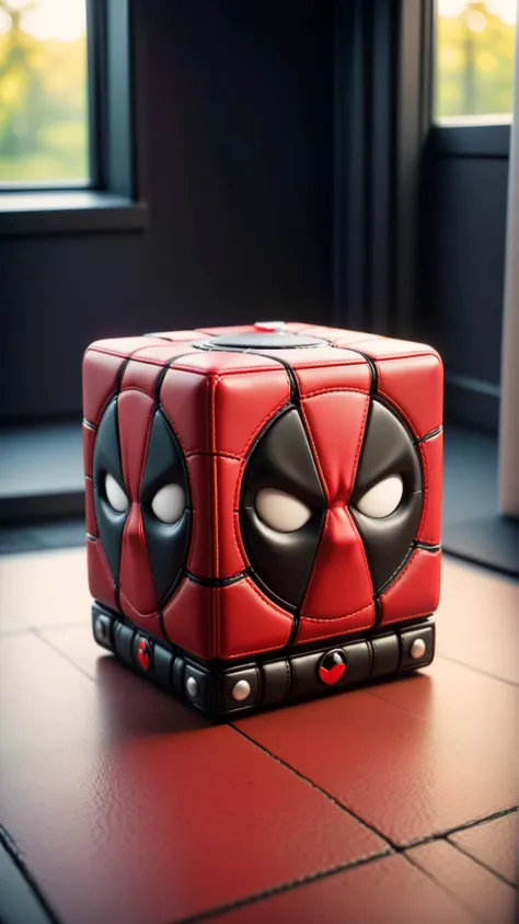 <lora:DeadpoolStyleXL:1>DeadpoolStyle cube, 24mm, (analog, cinematic, film grain:1.3), Bokeh DOF, (Masterpiece:1.3) (best quality:1.2) (high quality:1.1)