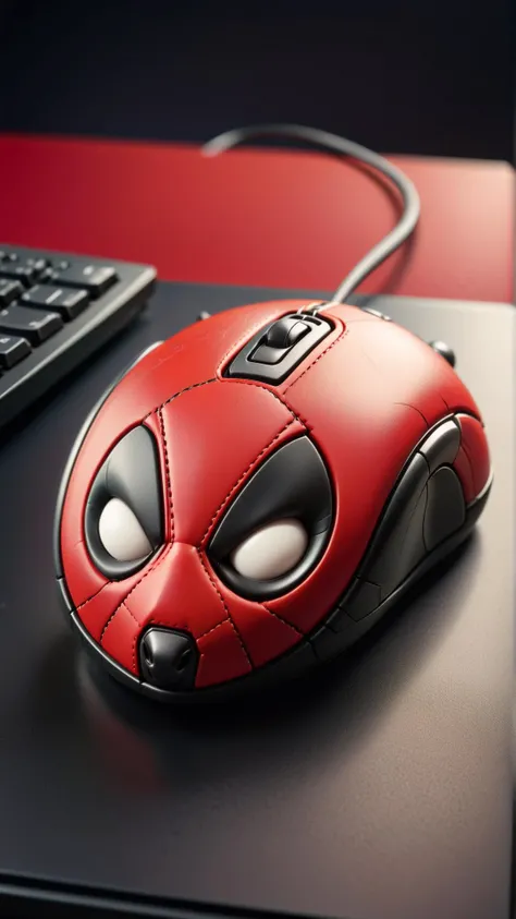 <lora:DeadpoolStyleXL:1>DeadpoolStyle Computer mice, 24mm, (analog, cinematic, film grain:1.3), Bokeh DOF, (Masterpiece:1.3) (best quality:1.2) (high quality:1.1)