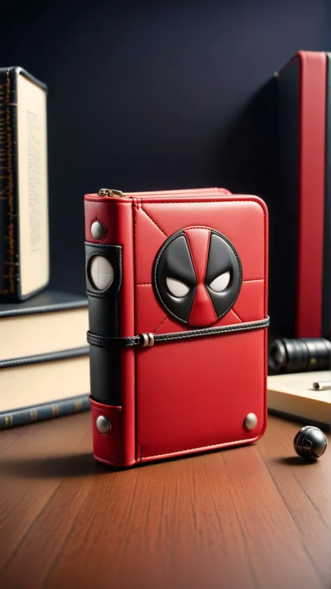 <lora:DeadpoolStyleXL:1>DeadpoolStyle Pocket-sized dictionary, 24mm, (analog, cinematic, film grain:1.3), Bokeh DOF, (Masterpiece:1.3) (best quality:1.2) (high quality:1.1)