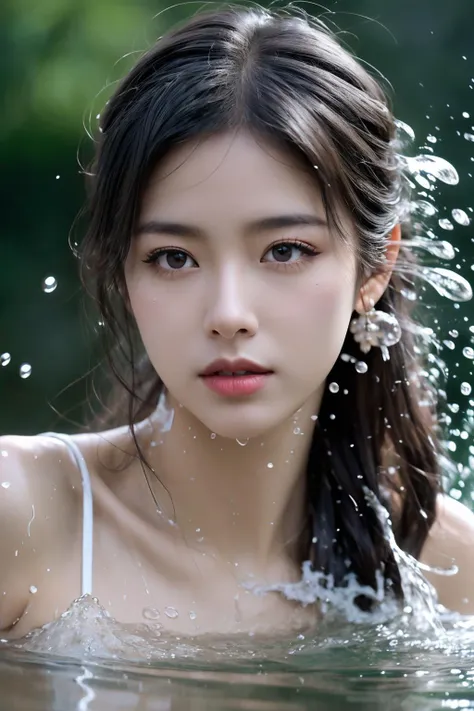 ultra high resolution,((masterpiece))),(((best quality))),((super detailed)),((extremely delicate and beautiful)),cinematic light,detailed environment,(real),motion blur,depth of field,Black background,1 girl,solo,(splashing:1.3),<lora:martial_20231207131810:0.8>,, (best quality), ((masterpiece)), (highres), original, extremely detailed 8K wallpaper, (Nikon AF-S 105mm f/1.4E ED),depth of field
