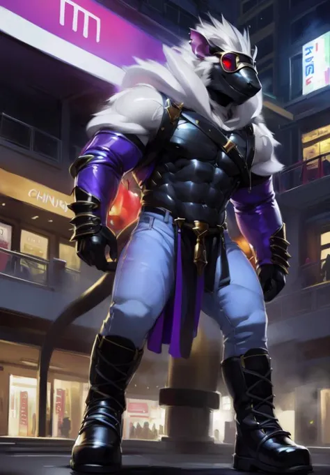 furry weregarurumon boy, muscular, noon, wear rubber suit, rubber hood mask, rubber arms and hands glove, rubber legs and boots, rubber pants, behind the light, anime, digimon, 4K