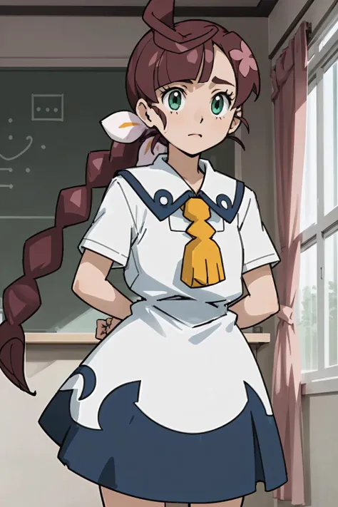 1girl, koharu, dress, school uniform, collared dress, neck tassel, masterpiece, best quality, detailed <lora:Sakuragi_Koharu:0.7>