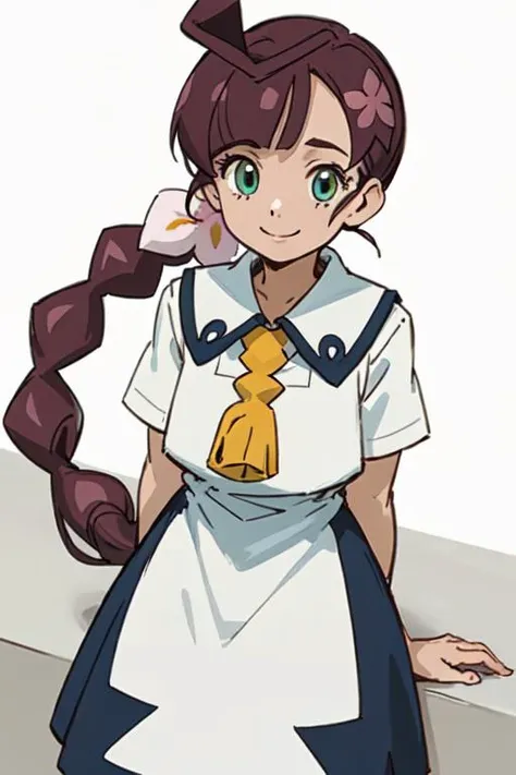1girl, koharu, smile, dress, school uniform, collared dress, neck tassel, masterpiece, best quality, detailed <lora:Sakuragi_Koharu:0.7>