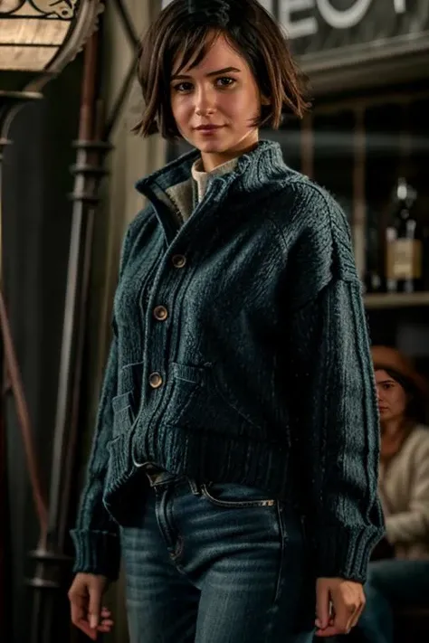 K1873W in babylon, jumper, jeans <lora:KW3:1> masterpiece, best quality, detailed face , 1girl, realistic, solo,k1873w, short_hair, black_hair