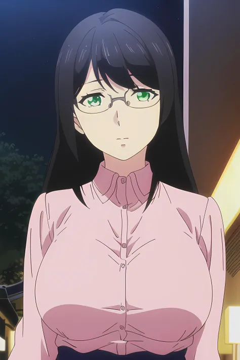 (Night:1.7), Japan, Tokyo, CityView, Before Window,
Standing at attention,
pink shirt ,blue skirt, pantyhose,
<lora:Yuzuki_Hanyu_World_End-KK77-V1:0.7>,black-framed glasses,
green eyes,black hair,bangs,long hair,
1 girl, 24yo,mature female,Beautiful Finger,Beautiful long legs,Beautiful body,Beautiful Nose,Beautiful character design, perfect eyes, perfect face,
looking at viewer, in the center of the image,(Upper_body),(Focus on her face),
NSFW,official art,extremely detailed CG unity 8k wallpaper, perfect lighting,Colorful, Bright_Front_face_Lighting,
(masterpiece:1.0),(best_quality:1.0), ultra high res,4K,ultra-detailed,
photography, 8K, HDR, highres, absurdres:1.2, Kodak portra 400, film grain, blurry background, bokeh:1.2, lens flare, (vibrant_color:1.2)
(Beautiful,large_Breasts:1.0), (beautiful_face:1.5),(narrow_waist),