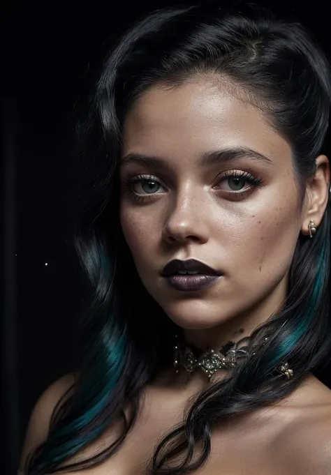 jenotega-1200, mexican young woman, (A Joker\(Joker 2019\), green hair, evil smile, epic, (to8contrast style), (Close-up portrait), open mouth, 8k RAW photo, highest quality, detailed hazel eyes, eye reflection, winged eyeliner, (looking at the viewer:1.3), best shadow, intricate details, interior, (bold hair:1.3), muted colors, high contrast style, glam shot, smoldering, (sultry:1.1), dof, bokeh, intense, languid, tempting, sensual, seductive, longing, yearning, smitten, minimal lighting, dramatic light, rich colourful, (background inside dark, moody, private study:1.3), stark contrasts, dramatic highlights, (black backdrop:1.2), dimples, fullness, plumpness, natural blue lips, bold color, alluring, captivating, striking, unforgettable, stunning, breath-taking, timeless beauty. (bare shoulders:1.2), headshot, (detailed beautiful face, detail skin texture, ultra-detailed body:1.1),, detailed skin texture, (blush:0.5), (goosebumps:0.5), subsurface scattering, deep shadow, darkness, (moonlight:1.3), award winning photo, extremely detailed, amazing, fine detail, absurdres, highly detailed woman, extremely detailed eyes and face, piercing red eyes, lace clothes, (gothic:1.3), twintails, bangs, frills, skirt,red hair, by lee jeffries nikon d850 film stock photograph 4 kodak portra 400 camera f1.6 lens rich colors hyper realistic lifelike texture dramatic lighting unrealengine trending on artstation cinestill 800 (tungsten:1.4), Style-Neeko , NSFW,