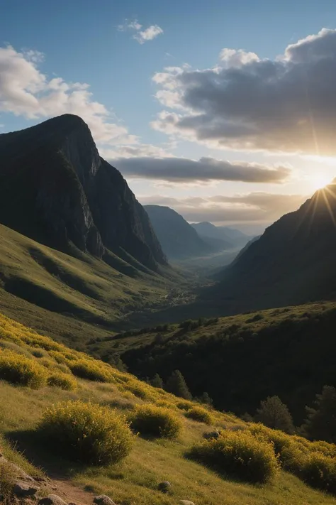 As the sun continues its ascent, painting the landscape with golden strokes, the entire tableau seems to come alive with a quiet, enveloped by the sheer beauty of the world at the break of day by mark adamus, hd, hdr, ue5, ue6, unreal engine 5, cinematic 4k wallpaper, 8k, ultra detailed, high resolution, artstation, award winning