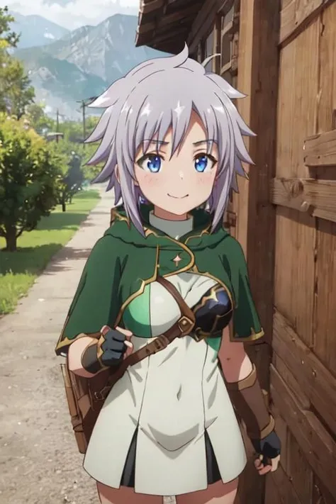 <lora:0011Jsyui:1>,syui,dress,armor,capelet,fingerless gloves,cinematic_angle,bow_(weapon),fighting_stance,