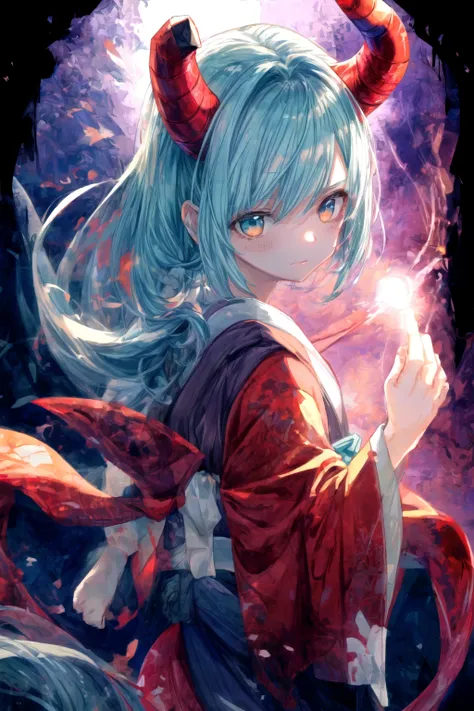 1 girl wearing kimono, pale broken oni horn, very long light blue hair BREAK river, Torii, holy, warm BREAK
<lora:GoodHands-vanilla:1.5><lyco:BrokenHornV2TriggerOnlyLoha-000005:1.0><lora:Support_add_detail:1.0>