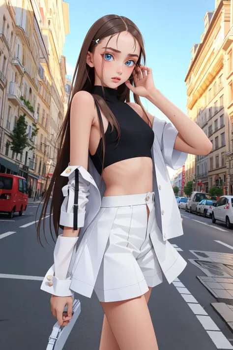 DV_Tatjana_Vicious, 1girl, dressed, upper body, <lora:flat2:0.3>