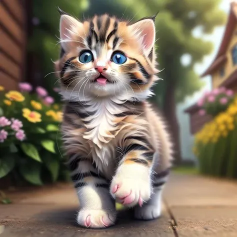 fyuyK4 kitten, walking, <lora:fluffyCuteKittens_512_v4_LoRA_Complete_B_4380:0.8>, very high quality, masterpiece