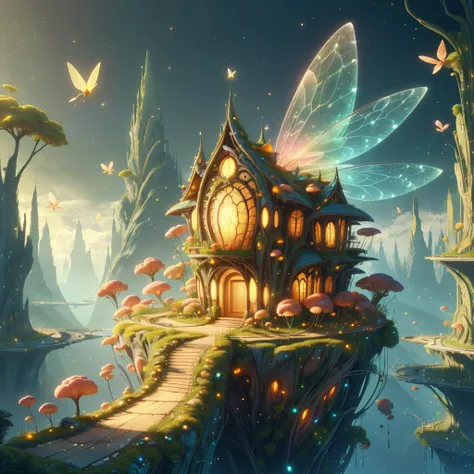 <lora:FaeTech-30:0.8>, faetech ,scifi, pixie dust, iridescent,
house on a hill, soothing scenery