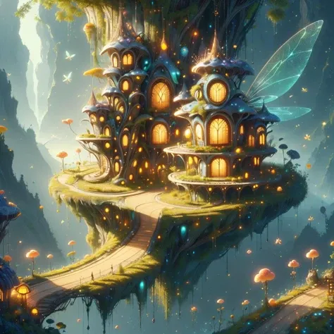 <lora:FaeTech-30:0.8>, faetech ,scifi, pixie dust, iridescent,
house on a hill, soothing scenery