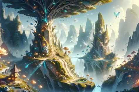 <lora:FaeTech-30:0.8>, faetech ,scifi, pixie dust, iridescent, (cliff landscape) ,epic scenery ,,