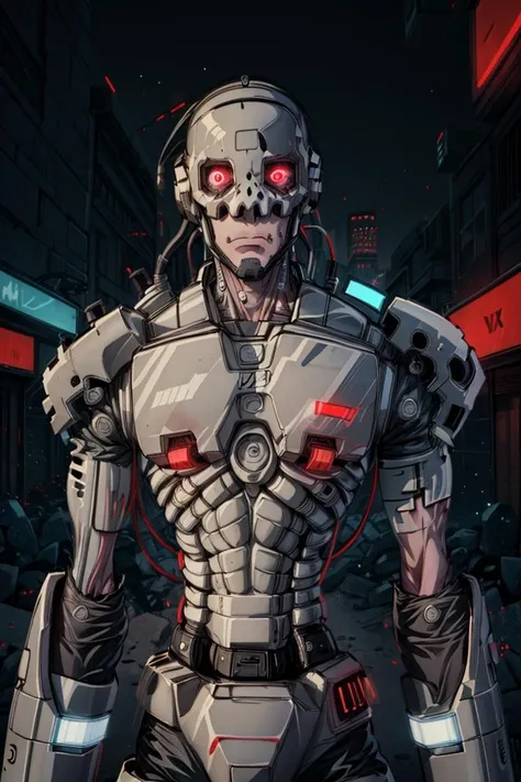 Complex ultra detailed portrait photo, ((masterpiece,best quality)), absurdres, (rusty metal:1),
<lora:Andromon_Digimon_Anime:0.9>, Andromon_Digimon, upper body,
solo, looking at viewer,
dystopian, neon lights, cinematic composition,
dark, intricate, highly detailed, <lora:more_details:0.8>