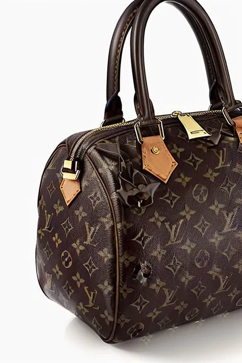 product photography of Louis Vuitton speedy handbag, dynamic lighting, simple background, craftsmanship