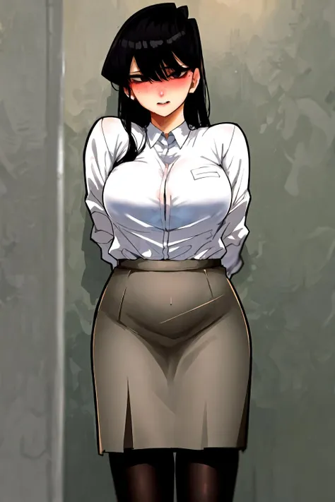 detailed, standing, school, solo, girl, arms behind back, blush, komishouko, <lora:komi:1>, <lora:hoshi_san_3:0.8>, hoshi_san_3