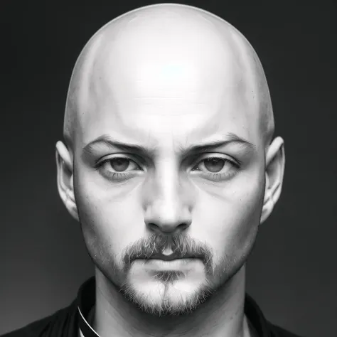 1man, bald, greyscale, humbles, portrait, sketch, solo