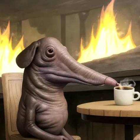 <lora:itsfine:0.7>,  itsfine, 
<lora:bonekrishna:1>, weird, creepy, strange, creature, bonekrishna, a weird looking creature with a very large nose and a very long nose with a very long nose and a very long nose, close-up, pussy, uncensored, 1girl, realistic, solo
itsfine, a dog sitting in a chair in front of a fire, cup of coffee on table, heavy fire on the background, meme in distress