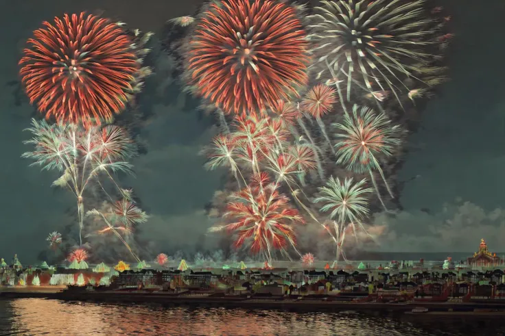 <lora:La_nuit_de_Tour_Eiffel_style_1889-000001:1> fireworks