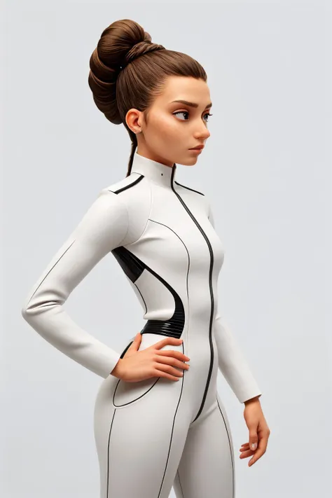 (futuristic design, clean lines, high-tech, detailed:1.15), headshot <lora:sd15_JessicaClements_v1:.9> JessicaClements, focus on face, wearing a pant suit , her hair is styled as braided updo,