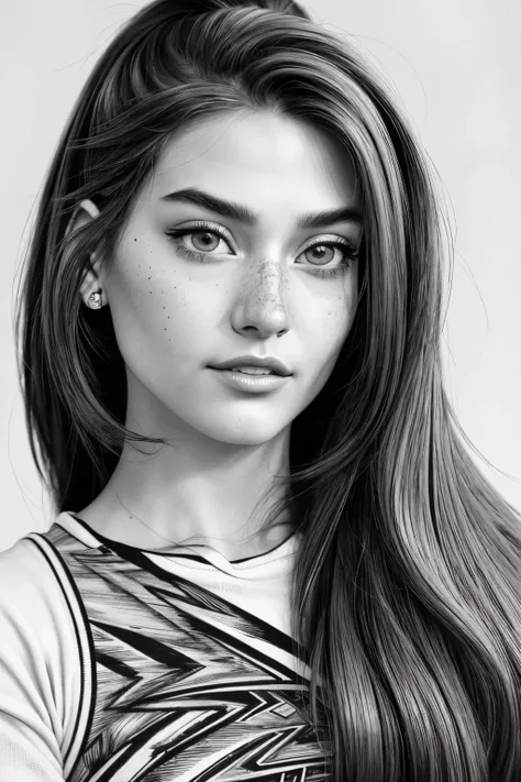 (comic, graphic illustration, comic art, graphic novel art, vibrant, highly detailed:1.15), <lora:sd15_JessicaClements_v1:.9> JessicaClements, focus on eyes, close up on face, smile, wearing jewelry, hair styled teased ponytail, desaturated grunge filter